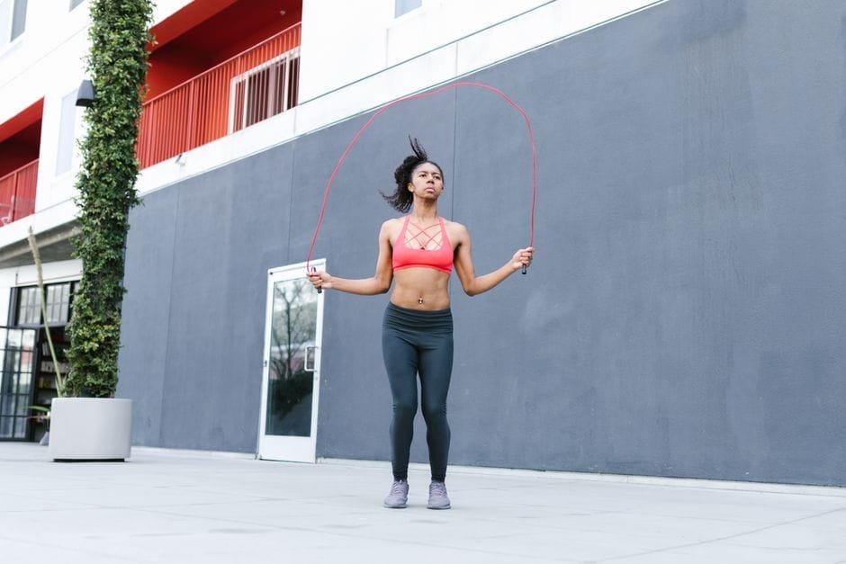 Woman jumping rope during a workout